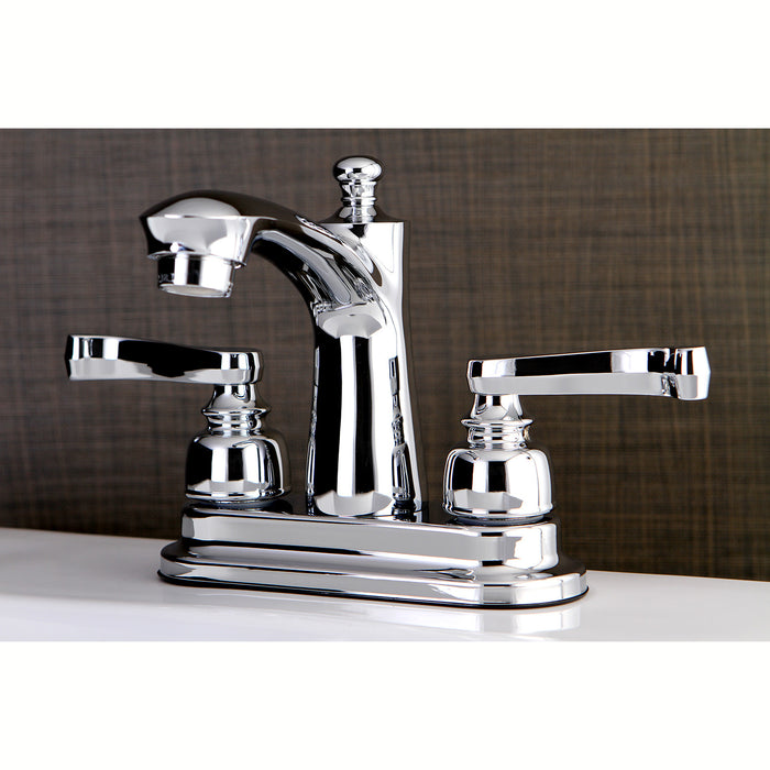 Royale FB7621FL Two-Handle 3-Hole Deck Mount 4" Centerset Bathroom Faucet with Plastic Pop-Up, Polished Chrome