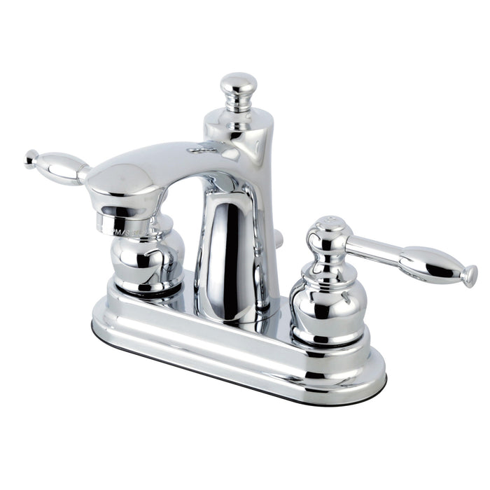 Knight FB7621KL Two-Handle 3-Hole Deck Mount 4" Centerset Bathroom Faucet with Plastic Pop-Up, Polished Chrome