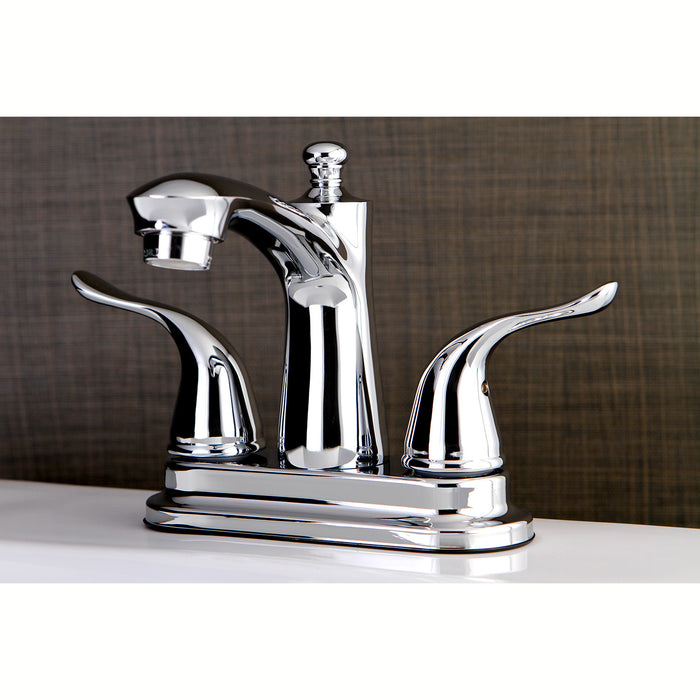 Yosemite FB7621YL Two-Handle 3-Hole Deck Mount 4" Centerset Bathroom Faucet with Plastic Pop-Up, Polished Chrome