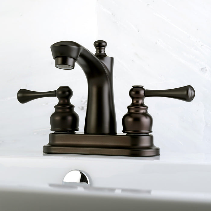 Vintage FB7625BL Two-Handle 3-Hole Deck Mount 4" Centerset Bathroom Faucet with Plastic Pop-Up, Oil Rubbed Bronze