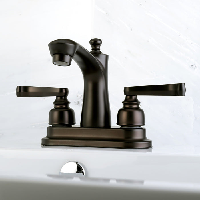 Royale FB7625FL Two-Handle 3-Hole Deck Mount 4" Centerset Bathroom Faucet with Plastic Pop-Up, Oil Rubbed Bronze
