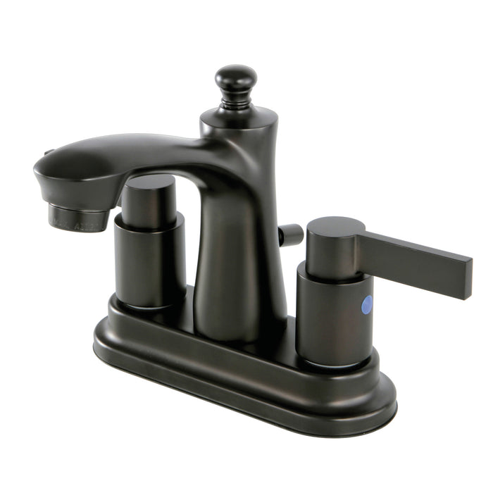 NuvoFusion FB7625NDL Two-Handle 3-Hole Deck Mount 4" Centerset Bathroom Faucet with Plastic Pop-Up, Oil Rubbed Bronze