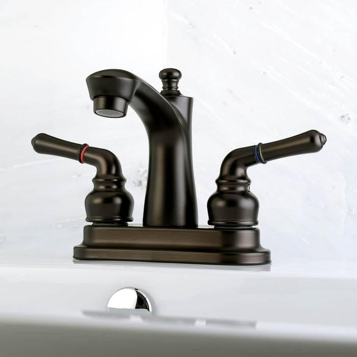 Naples FB7625NML Two-Handle 3-Hole Deck Mount 4" Centerset Bathroom Faucet with Plastic Pop-Up, Oil Rubbed Bronze