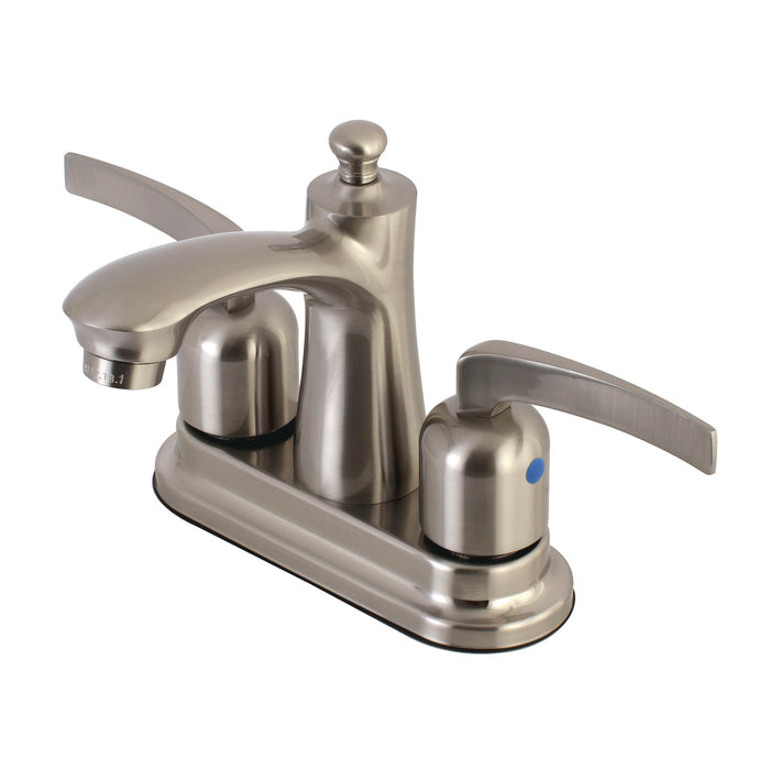 Centurion FB7628EFL Two-Handle 3-Hole Deck Mount 4" Centerset Bathroom Faucet with Plastic Pop-Up, Brushed Nickel