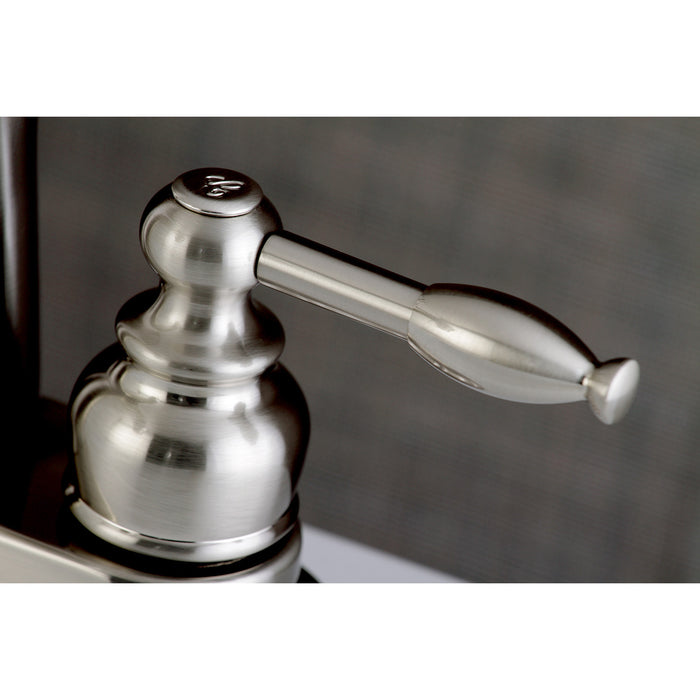 Knight FB7628KL Two-Handle 3-Hole Deck Mount 4" Centerset Bathroom Faucet with Plastic Pop-Up, Brushed Nickel