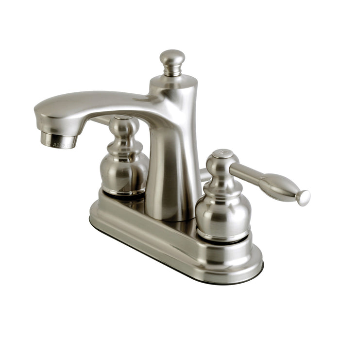 Knight FB7628KL Two-Handle 3-Hole Deck Mount 4" Centerset Bathroom Faucet with Plastic Pop-Up, Brushed Nickel