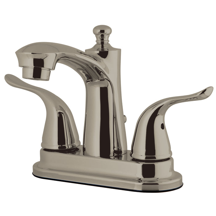 Yosemite FB7628YL Two-Handle 3-Hole Deck Mount 4" Centerset Bathroom Faucet with Plastic Pop-Up, Brushed Nickel