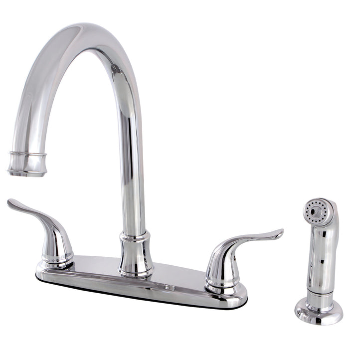 Yosemite FB7791YLSP Two-Handle 4-Hole Deck Mount 8" Centerset Kitchen Faucet with Side Sprayer, Polished Chrome