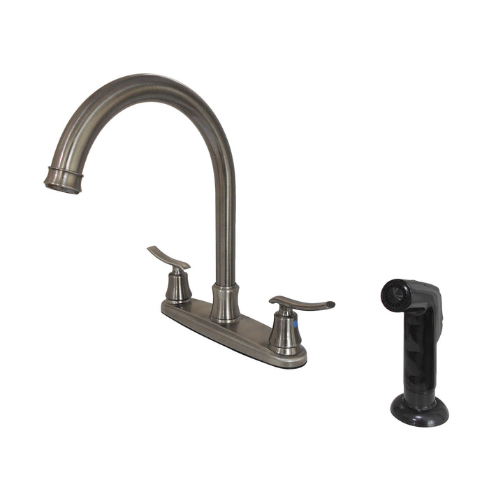 Jamestown FB7794JLSP Two-Handle 4-Hole Deck Mount 8" Centerset Kitchen Faucet with Side Sprayer, Black Stainless