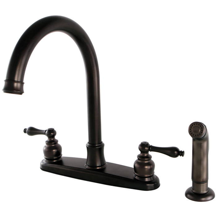 Victorian FB7795ALSP Two-Handle 4-Hole Deck Mount 8" Centerset Kitchen Faucet with Side Sprayer, Oil Rubbed Bronze
