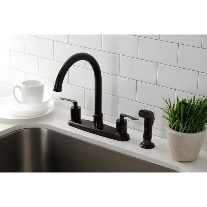Serena FB7795SVLSP Two-Handle 4-Hole Deck Mount 8" Centerset Kitchen Faucet with Side Sprayer, Oil Rubbed Bronze