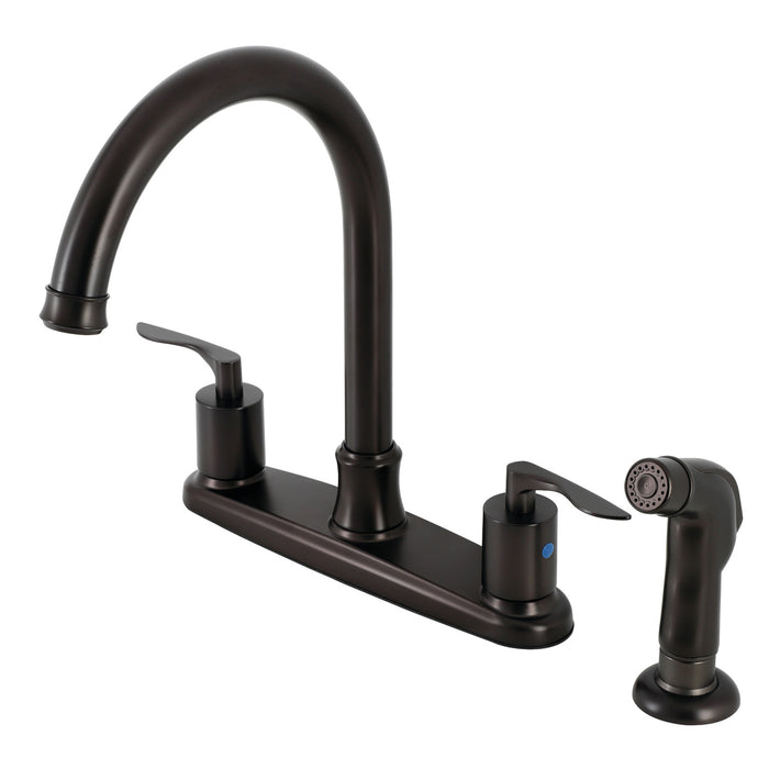 Serena FB7795SVLSP Two-Handle 4-Hole Deck Mount 8" Centerset Kitchen Faucet with Side Sprayer, Oil Rubbed Bronze