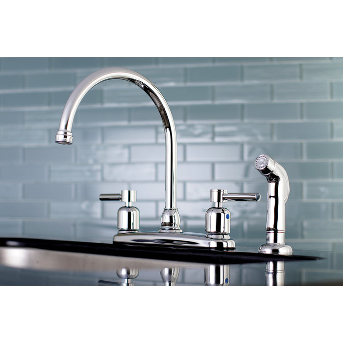 Concord FB791DLSP Two-Handle 4-Hole Deck Mount 8" Centerset Kitchen Faucet with Side Sprayer, Polished Chrome