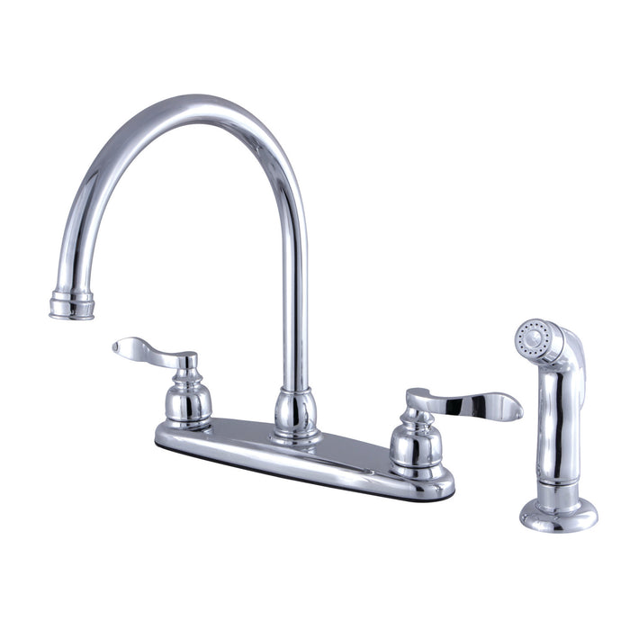 NuWave French FB791NFLSP Two-Handle 4-Hole Deck Mount 8" Centerset Kitchen Faucet with Side Sprayer, Polished Chrome