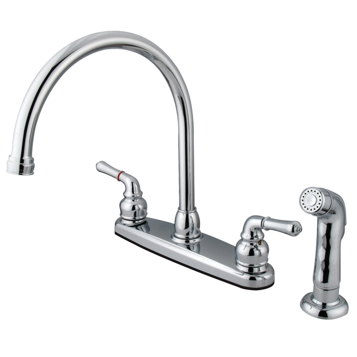 Magellan FB791SP Two-Handle 4-Hole Deck Mount 8" Centerset Kitchen Faucet with Side Sprayer, Polished Chrome