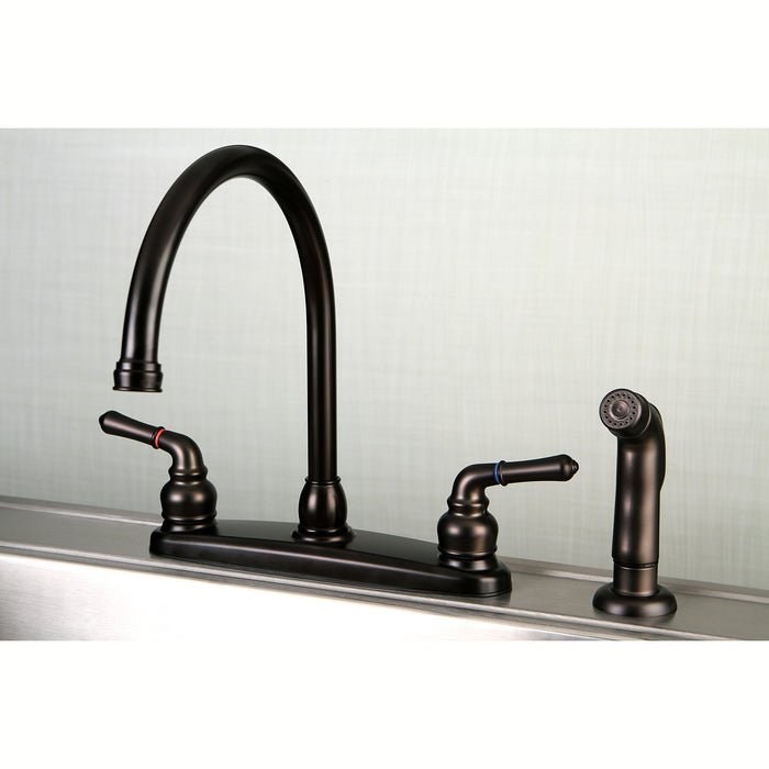 Magellan FB795SP Two-Handle 4-Hole Deck Mount 8" Centerset Kitchen Faucet with Side Sprayer, Oil Rubbed Bronze