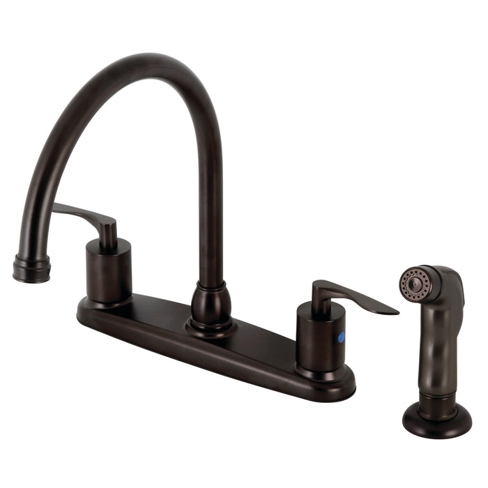 Serena FB795SVLSP Two-Handle 4-Hole Deck Mount 8" Centerset Kitchen Faucet with Side Sprayer, Oil Rubbed Bronze