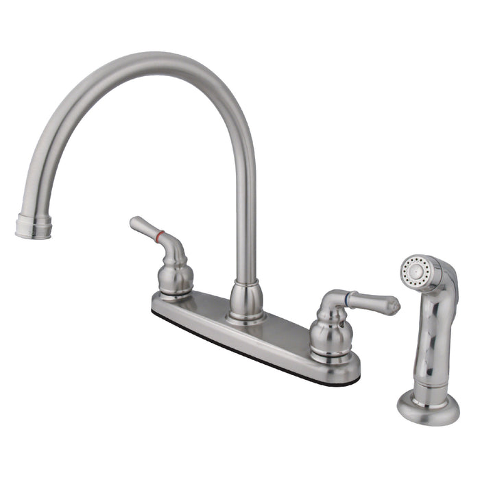 Magellan FB798SP Two-Handle 4-Hole Deck Mount 8" Centerset Kitchen Faucet with Side Sprayer, Brushed Nickel