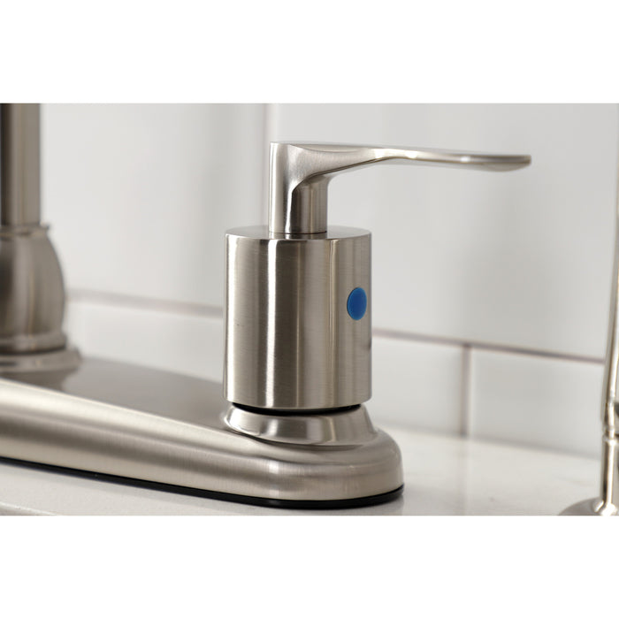 Serena FB798SVLSP Two-Handle 4-Hole Deck Mount 8" Centerset Kitchen Faucet with Side Sprayer, Brushed Nickel