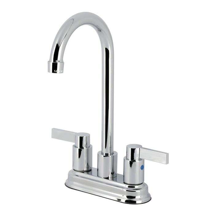 Nuvofusion FB8491NDL Two-Handle 2-Hole Deck Mount Bar Faucet, Polished Chrome