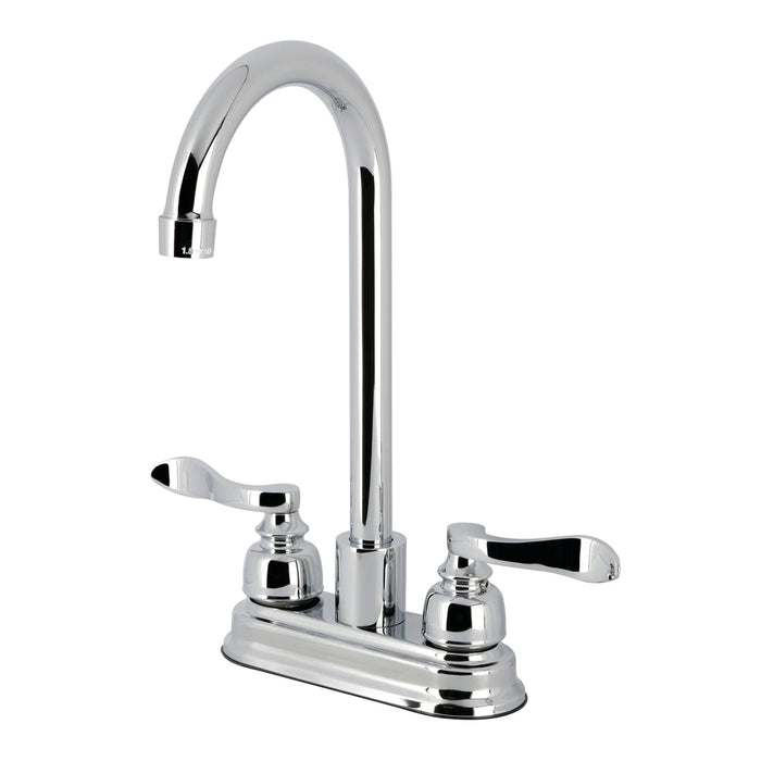 Nuwave French FB8491NFL Two-Handle 2-Hole Deck Mount Bar Faucet, Polished Chrome