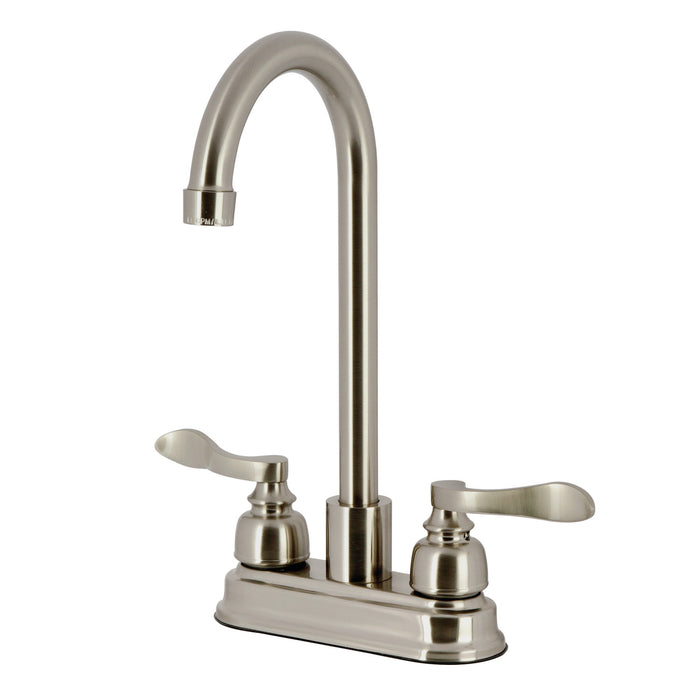 Nuwave French FB8498NFL Two-Handle 2-Hole Deck Mount Bar Faucet, Brushed Nickel