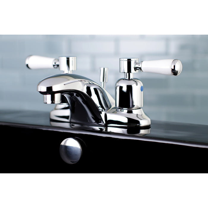 Paris FB8621DPL Two-Handle 3-Hole Deck Mount 4" Centerset Bathroom Faucet with Plastic Pop-Up, Polished Chrome