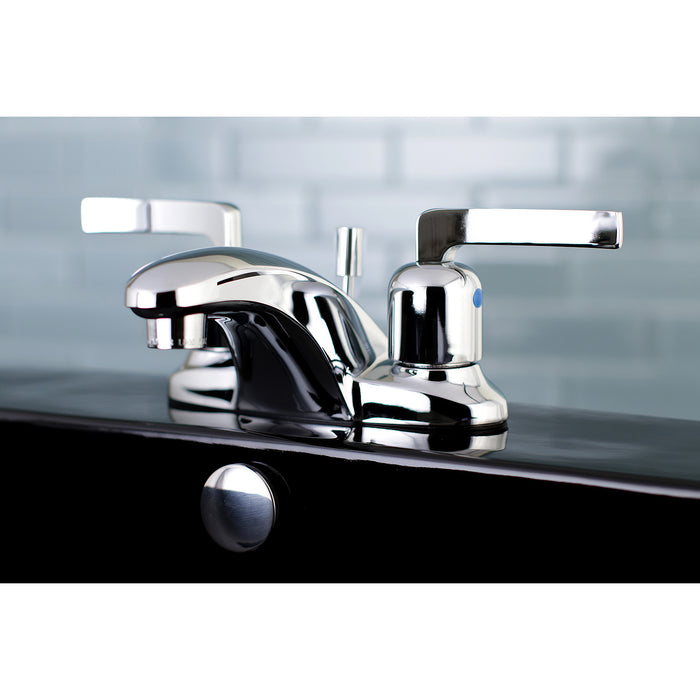 Centurion FB8621EFL Two-Handle 3-Hole Deck Mount 4" Centerset Bathroom Faucet with Plastic Pop-Up, Polished Chrome