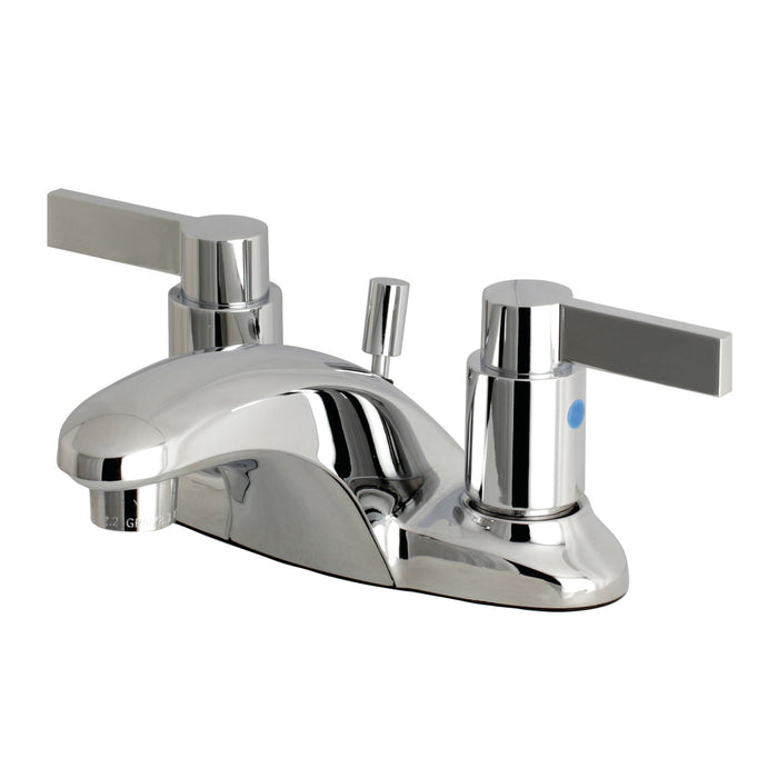 NuvoFusion FB8621NDL Two-Handle 3-Hole Deck Mount 4" Centerset Bathroom Faucet with Plastic Pop-Up, Polished Chrome