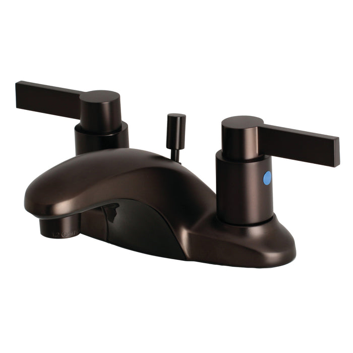 NuvoFusion FB8625NDL Two-Handle 3-Hole Deck Mount 4" Centerset Bathroom Faucet with Plastic Pop-Up, Oil Rubbed Bronze