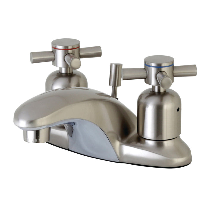 Concord FB8628DX Two-Handle 3-Hole Deck Mount 4" Centerset Bathroom Faucet with Plastic Pop-Up, Brushed Nickel
