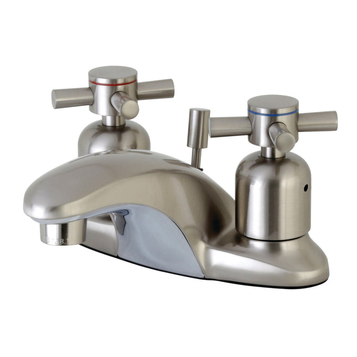 Kingston Tulare FB8628DX - Concord Double-Handle 3-Hole Deck Mount 4-Inch Centerset Bathroom Faucet with Pop-Up Drain, Brushed Nickel