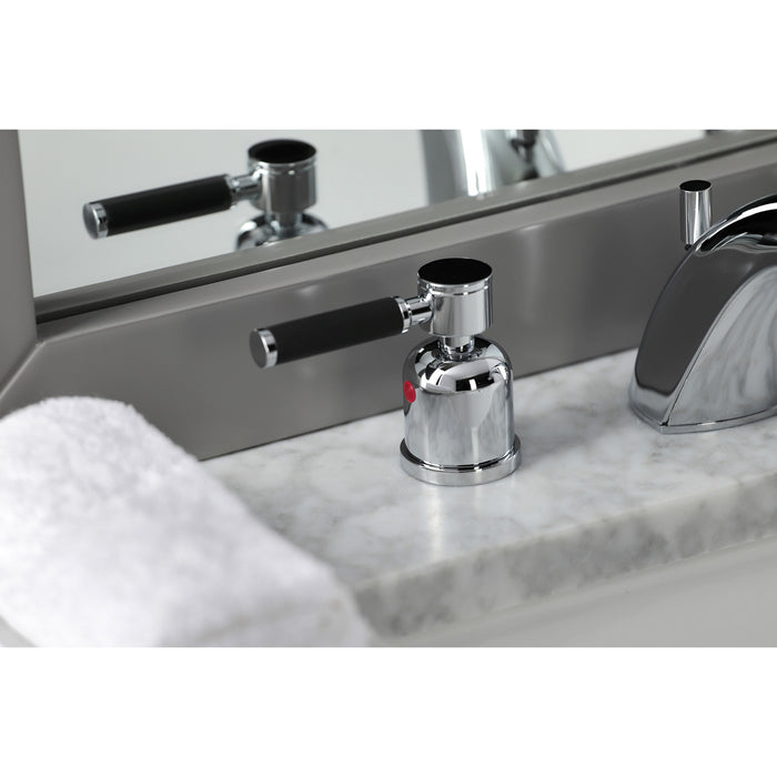 Kaiser FB8951DKL Two-Handle 3-Hole Deck Mount Widespread Bathroom Faucet with Plastic Pop-Up, Polished Chrome