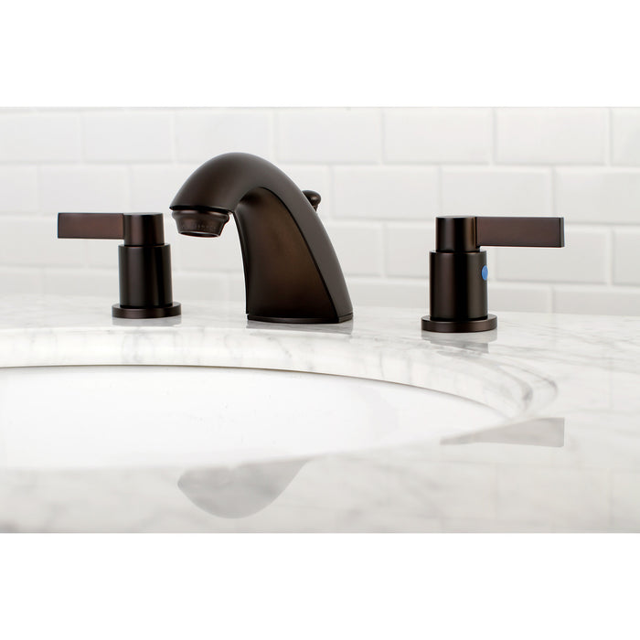 NuvoFusion FB8955NDL Two-Handle 3-Hole Deck Mount Widespread Bathroom Faucet with Plastic Pop-Up, Oil Rubbed Bronze