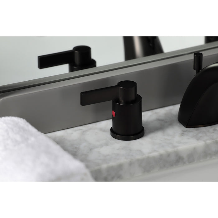 NuvoFusion FB8955NDL Two-Handle 3-Hole Deck Mount Widespread Bathroom Faucet with Plastic Pop-Up, Oil Rubbed Bronze
