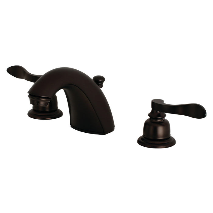 NuWave French FB8955NFL Two-Handle 3-Hole Deck Mount Widespread Bathroom Faucet with Plastic Pop-Up, Oil Rubbed Bronze