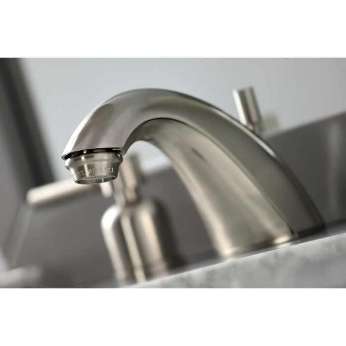 Concord FB8958DL Two-Handle 3-Hole Deck Mount Widespread Bathroom Faucet with Plastic Pop-Up, Brushed Nickel