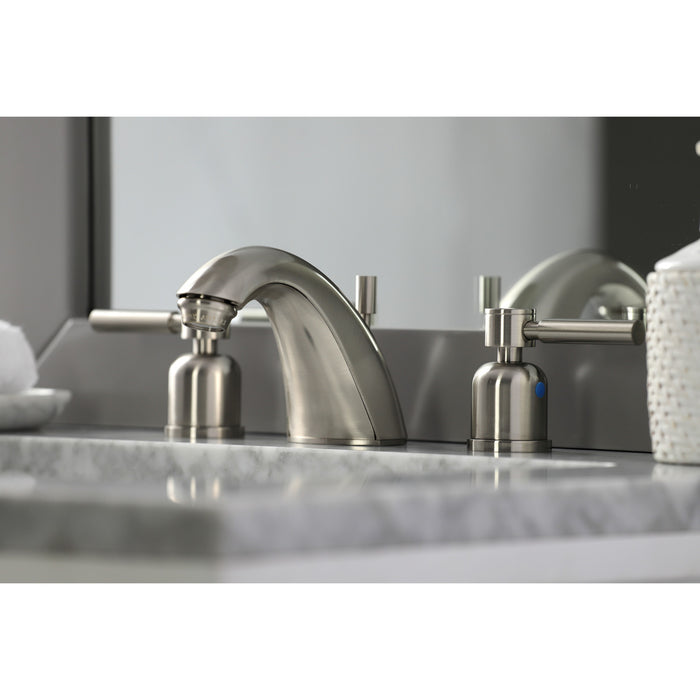 Concord FB8958DL Two-Handle 3-Hole Deck Mount Widespread Bathroom Faucet with Plastic Pop-Up, Brushed Nickel