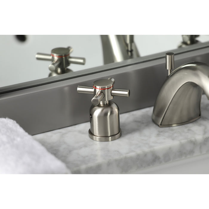 Concord FB8958DX Two-Handle 3-Hole Deck Mount Widespread Bathroom Faucet with Plastic Pop-Up, Brushed Nickel