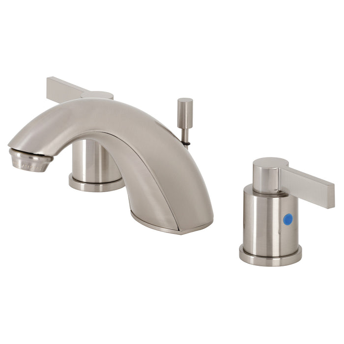 NuvoFusion FB8958NDL Two-Handle 3-Hole Deck Mount Widespread Bathroom Faucet with Plastic Pop-Up, Brushed Nickel