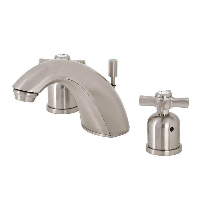 Kingston Tulare FB8958ZX - Millennium Two-Handle 3-Hole Deck Mount Widespread Bathroom Faucet with Pop-Up Drain, Brushed Nickel