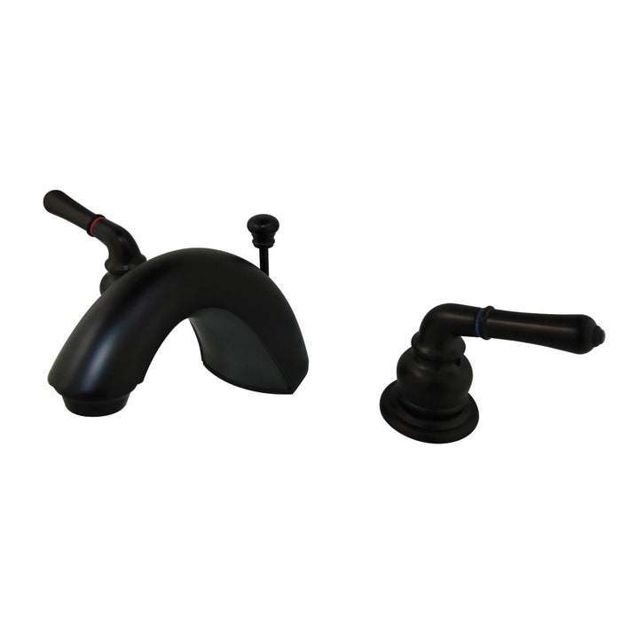 FB955 Two-Handle 3-Hole Deck Mount Widespread Bathroom Faucet with Plastic Pop-Up, Oil Rubbed Bronze