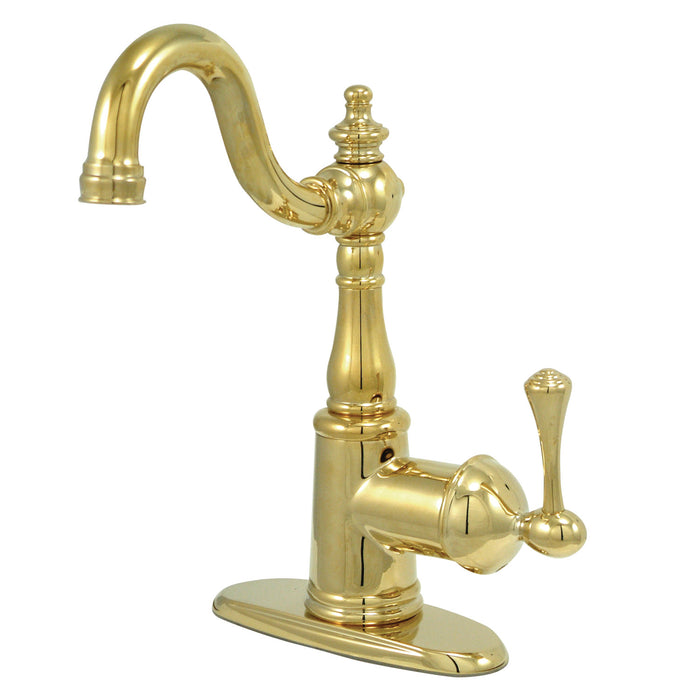 English Vintage FS7642BL Single-Handle 1-Hole Deck Mount Bathroom Faucet with Push Pop-Up, Polished Brass