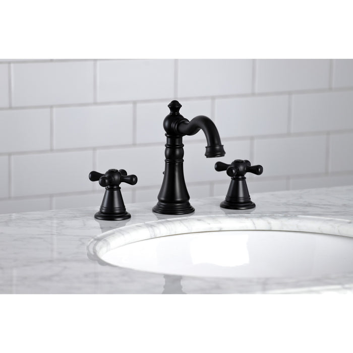 American Classic FSC1970AAX Two-Handle 3-Hole Deck Mount Widespread Bathroom Faucet with Brass Pop-Up, Matte Black
