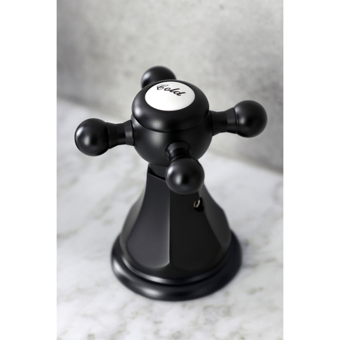Kingston Heirloom FSC1970BX - Metropolitan Two-Handle 3-Hole Deck Mount Widespread Bathroom Faucet with Brass Pop-Up, Matte Black