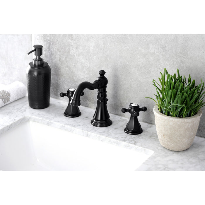 Kingston Heirloom FSC1970BX - Metropolitan Two-Handle 3-Hole Deck Mount Widespread Bathroom Faucet with Brass Pop-Up, Matte Black