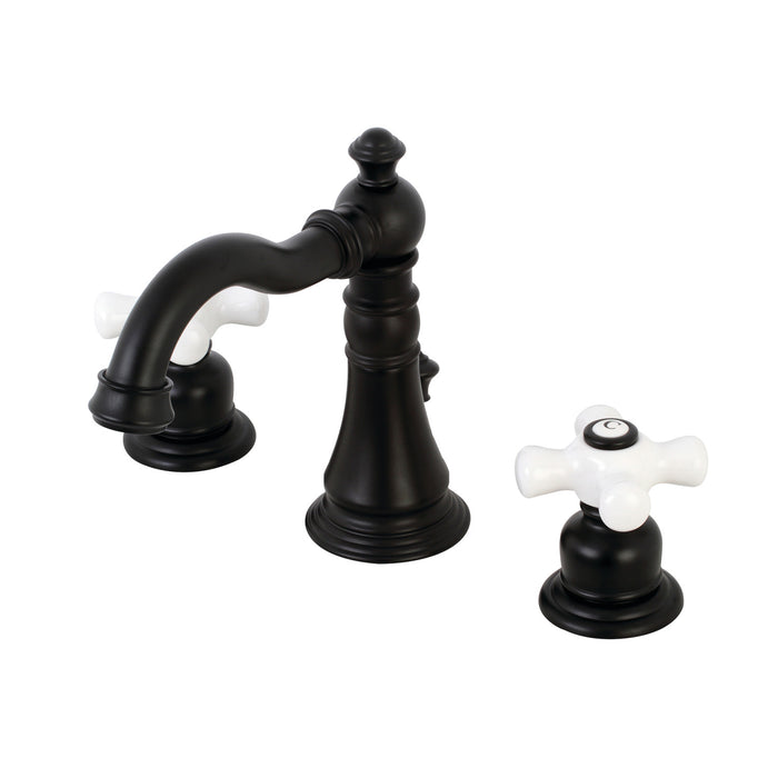American Classic FSC1970PX Two-Handle 3-Hole Deck Mount Widespread Bathroom Faucet with Brass Pop-Up, Matte Black