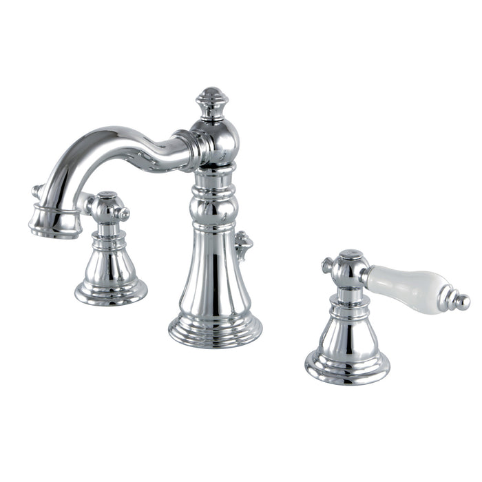American Patriot FSC1971APL Two-Handle 3-Hole Deck Mount Widespread Bathroom Faucet with Pop-Up Drain, Polished Chrome