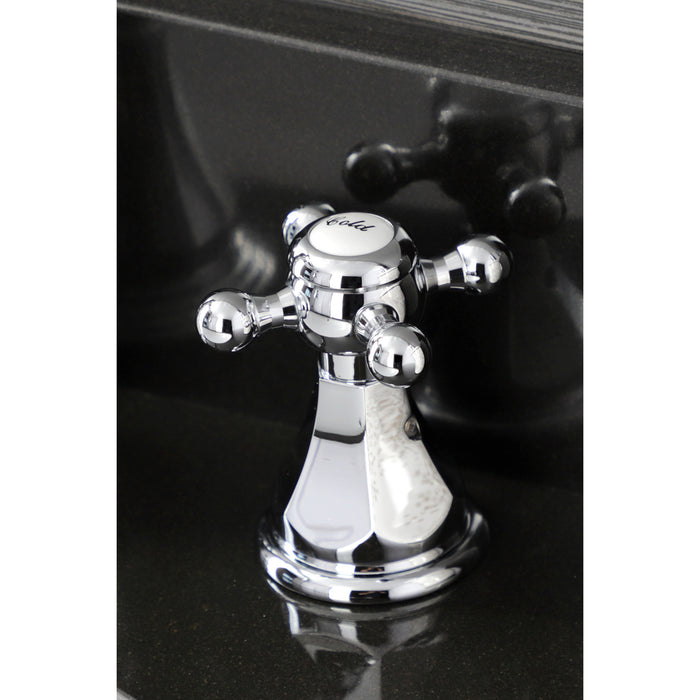 Kingston Heirloom FSC1971BX - Metropolitan Two-Handle 3-Hole Deck Mount Widespread Bathroom Faucet with Pop-Up Drain, Polished Chrome