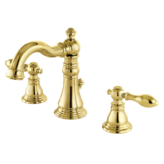 American Classic FSC1972ACL Two-Handle 3-Hole Deck Mount Widespread Bathroom Faucet with Pop-Up Drain, Polished Brass